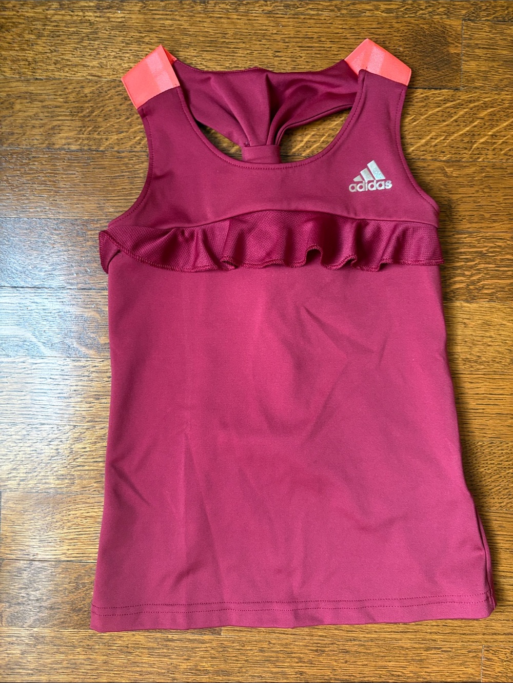 adidas Maroon Tank Top with Coral Shoulder Accents - Picture 1 of 3
